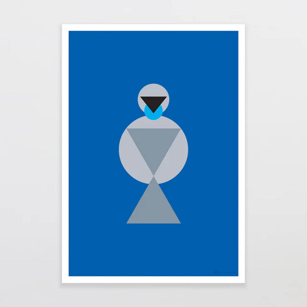 Geometric Kokako by Glenn Jones - A4 Art Print