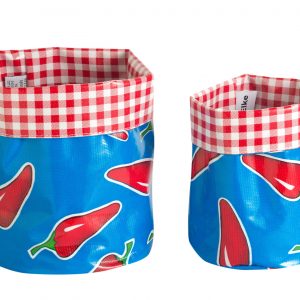 Nesting Pots – Set of 2 by BenElke - Chilli Red on Blue