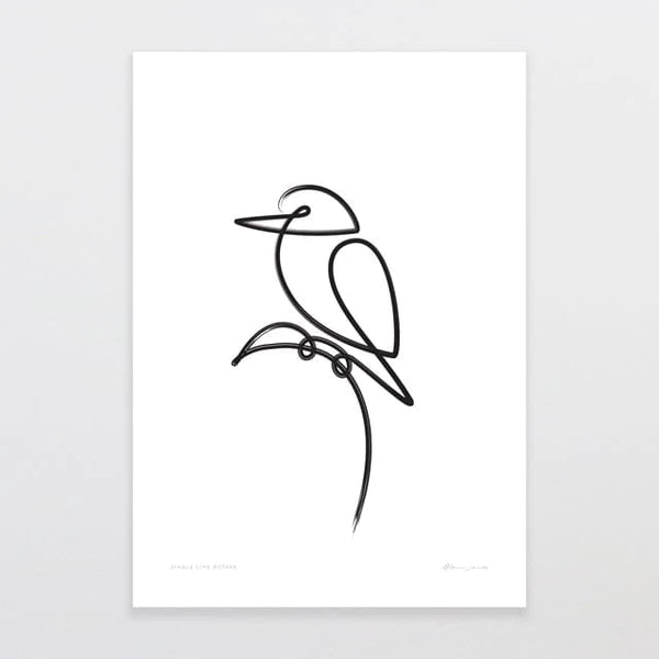 Single Line Kotare by Glenn Jones - A4 Art Print