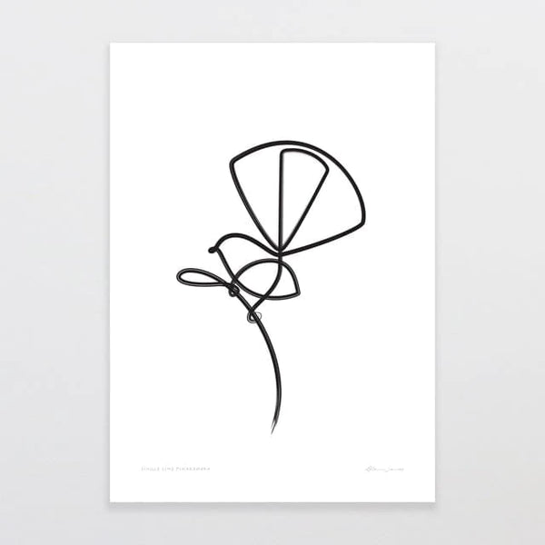 Single Line Piwakawaka by Glenn Jones - A4 Art Print