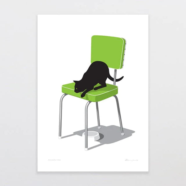 Pounce Time in Lime Green by Glenn Jones - A4 Art Print