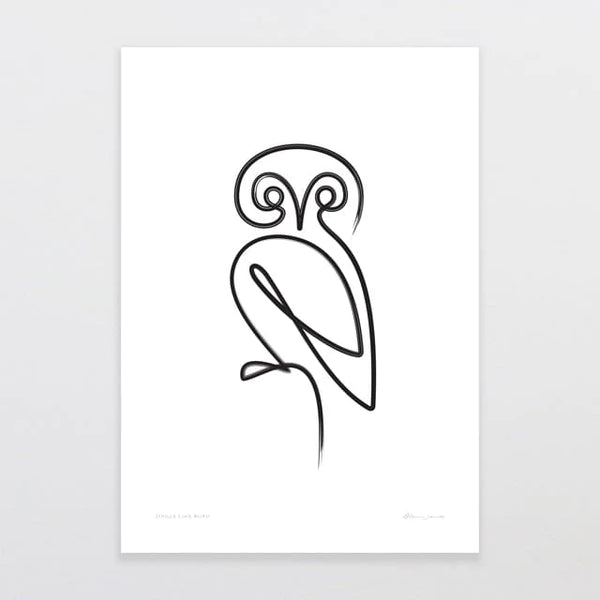 Single Line Ruru by Glenn Jones - A4 Art Print