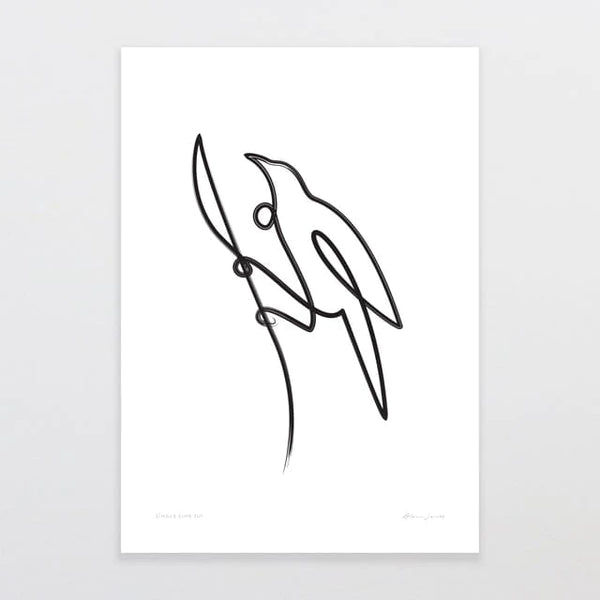 Single Line Tui by Glenn Jones - A4 Art Print