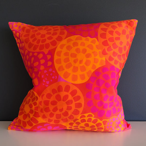 Fiesta Bright Orange Floral - Cushion Cover - 45cm x 45cm