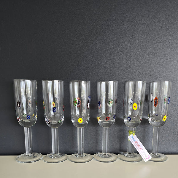 Millefiori - Set of 6 Champagne Flutes