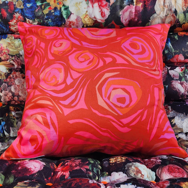 Fiesta Red Roses - Cushion Cover - 45cm x 45cm