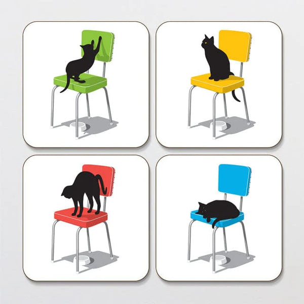 Cats on Chairs Coaster Set by Glenn Jones