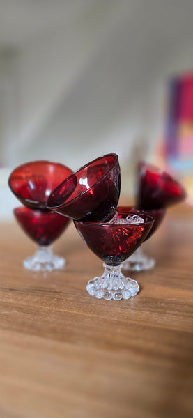 Set of 6 Ruby Red Dessert Bowls