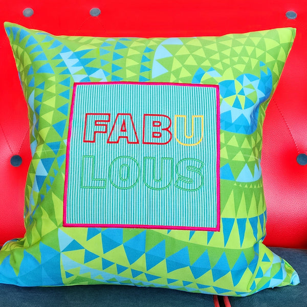 Fabulous on Fiesta Blue Green Triangles – Cushion Cover – 50cm x 50cm