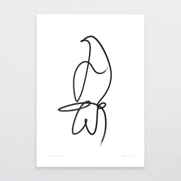 Single Line Kereru by Glenn Jones - A4 Art Print
