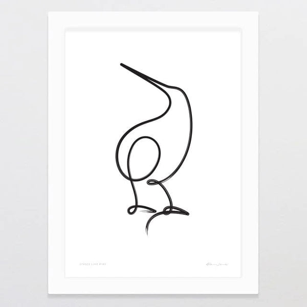 Single Line Kiwi by Glenn Jones - A4 Art Print